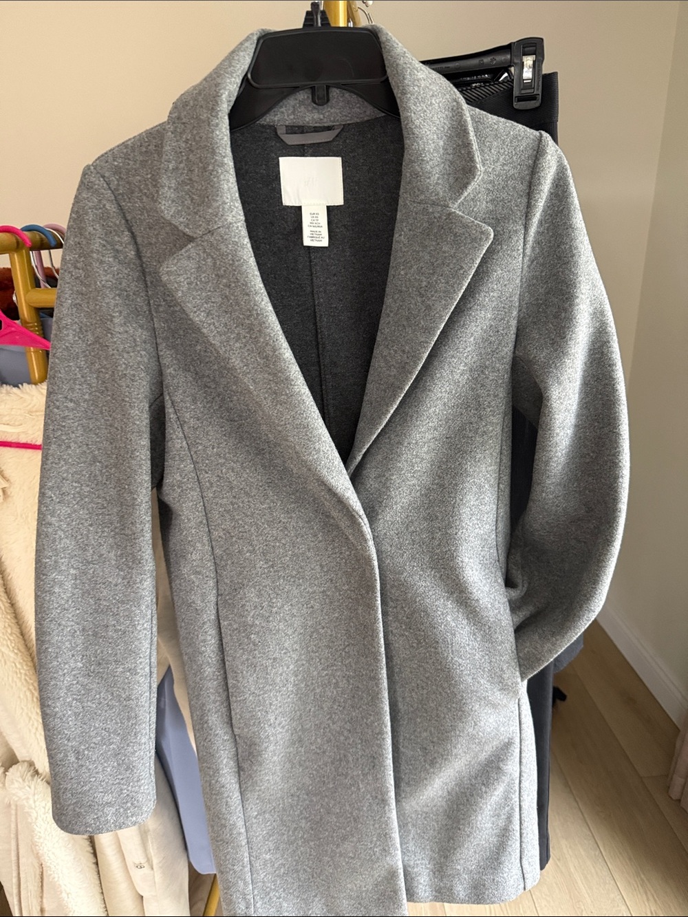 H&M Gray Tailored Single-Breasted Pea Coat